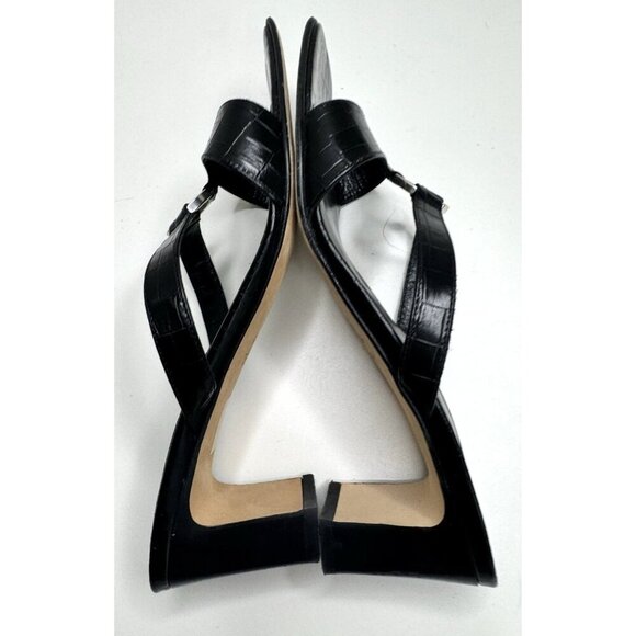 Brighton Women's Terry Black Croc Leather Slide Sandals Size 9 - Picture 6 of 11